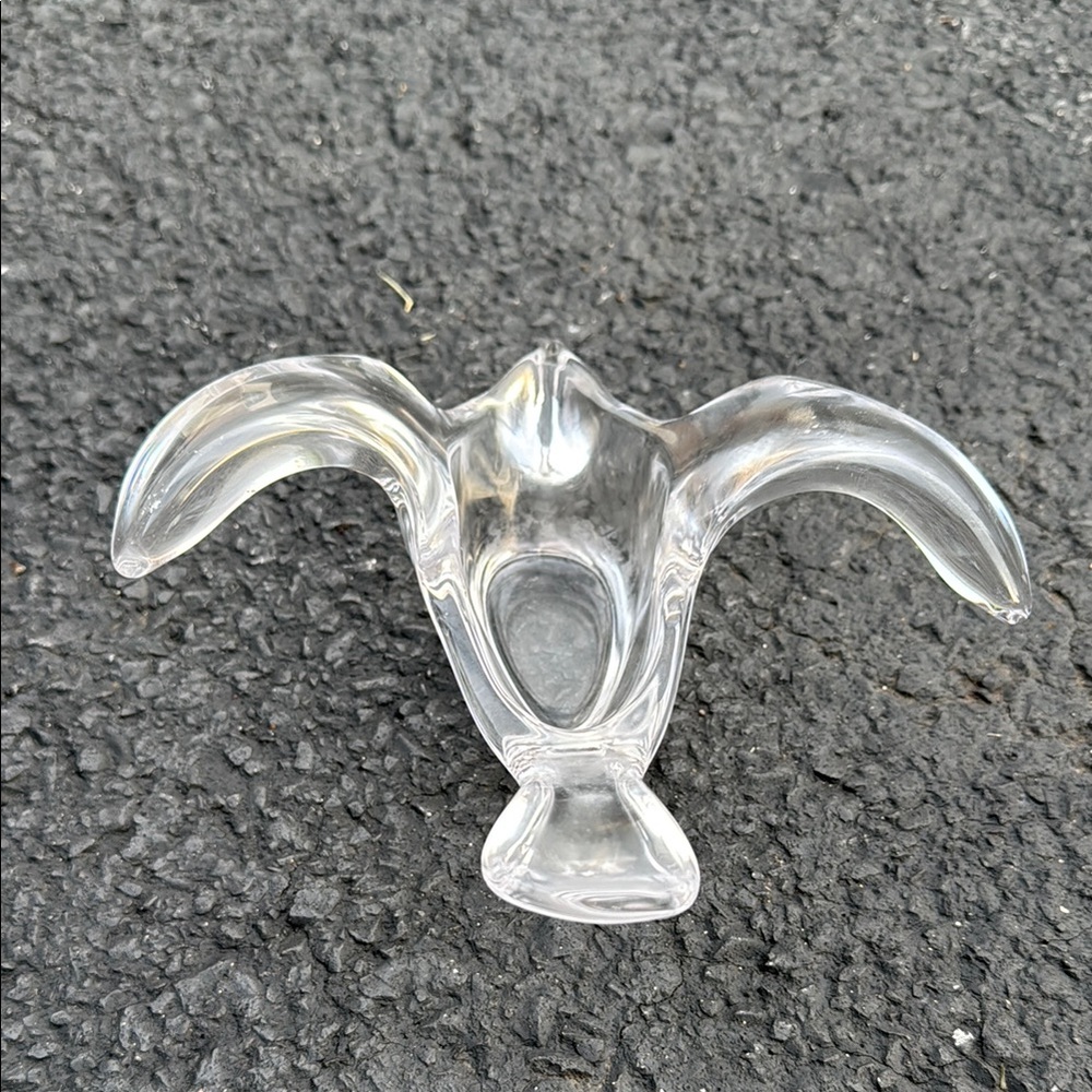 Vintage Princess House Lead Crystal Flying Open Bird Dish Dove Candy Bowl Votive